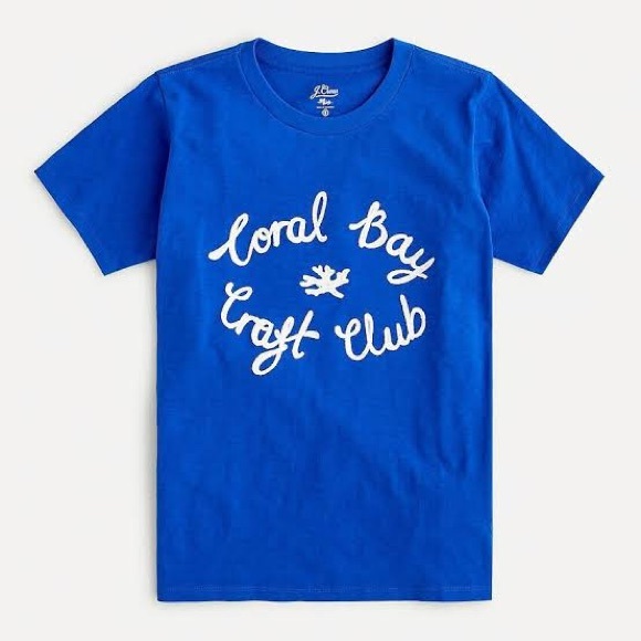 J. Crew Tops - Cobalt Blue Chain Stitch Graphic Tee